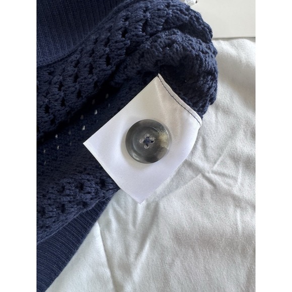 New Lululemon Size Large Cotton Crochet Mesh Relaxed-Fit Cardigan Club Blue NWT - Picture 8 of 10